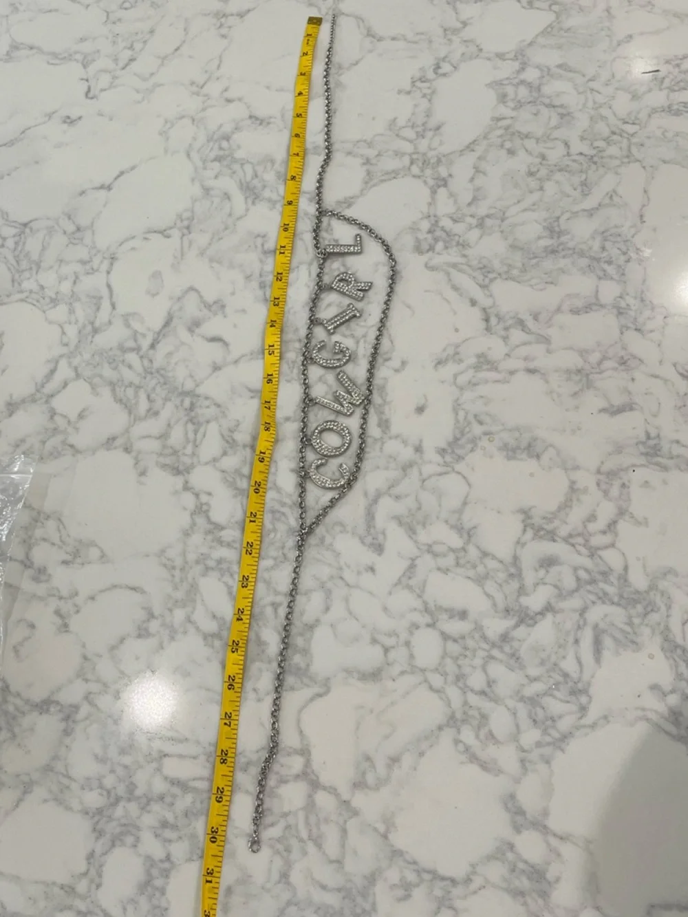 Silver Rhinestone “COWGIRL” Belt Chain- extra small